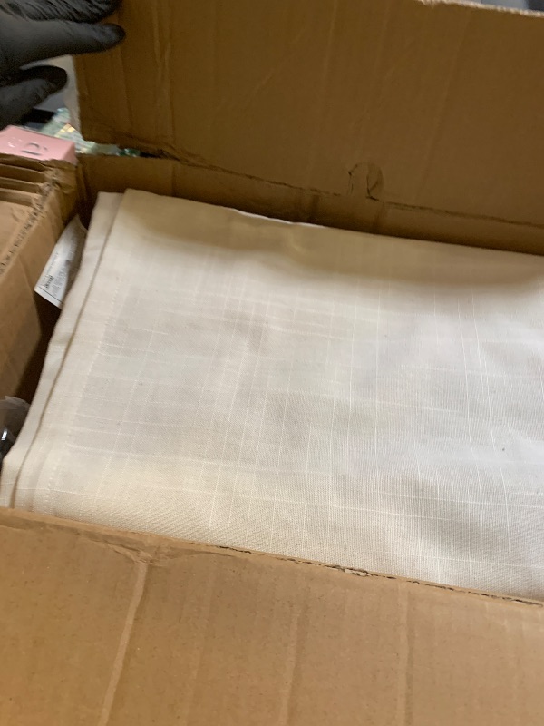 Photo 1 of MIULEE Pinch Pleated Thick Linen Curtains 96 Inch 4 Panels Set Back Tab Memory Trained Pinch Pleat Semi Sheer Light Filtering Curtains Let Light in Window Drapes for Living Room Bedroom Beige White