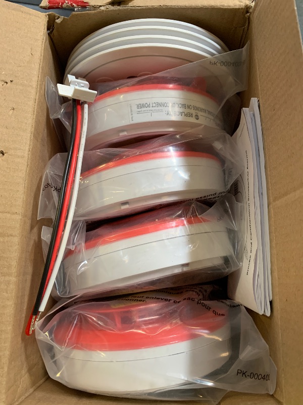 Photo 1 of Kidde Hardwired Smoke Detector, AA Battery Backup, Interconnectable, LED Warning Light Indicators, 4 Pack