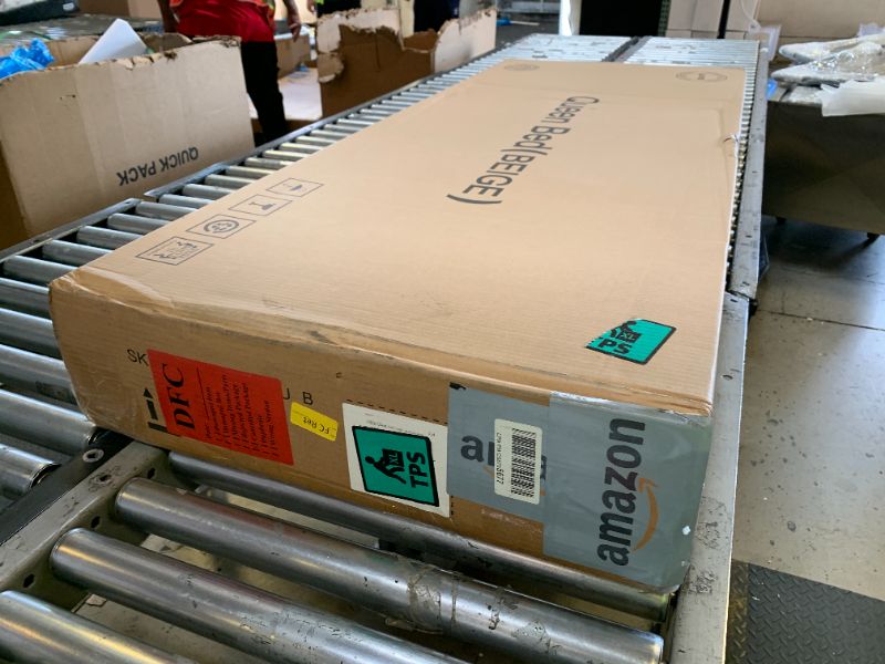 Photo 1 of GarveeHome Upholstered Canopy Bed Frame Queen Size with headboard, Button Tufted, Nailhead Trim Design, No Box Spring Required, Beige(Shipped in 2 Boxes)