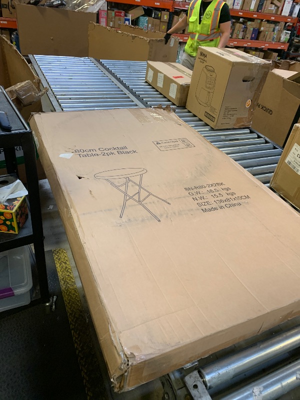 Photo 1 of GUAGUA 32" Round Plastic Folding High Top Table - Versatile Bar, Cocktail & Portable Pub Table for Parties, Bistro & Events(Black Set)