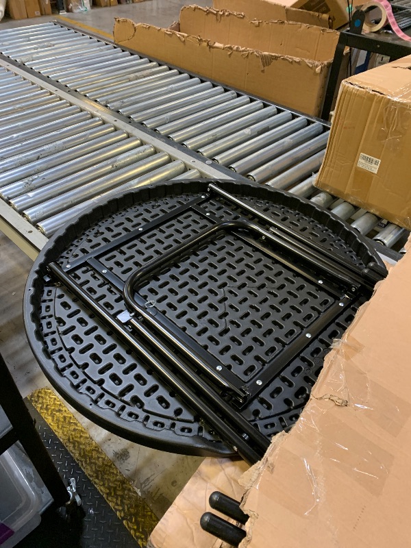 Photo 1 of GUAGUA 32" Round Plastic Folding High Top Table - Versatile Bar, Cocktail & Portable Pub Table for Parties, Bistro & Events(Black Set)