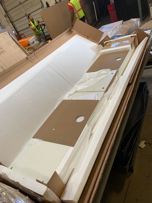 Photo 1 of NON-FUNCTIONAL, PARTS ONLY---------------------OneBlis 70" TV Stand & Entertainment Center, Media Console with Storage Shelves, Fits TVs up to 80", Modern Living Room Furniture, 36" Electric Fireplace (White+Black)