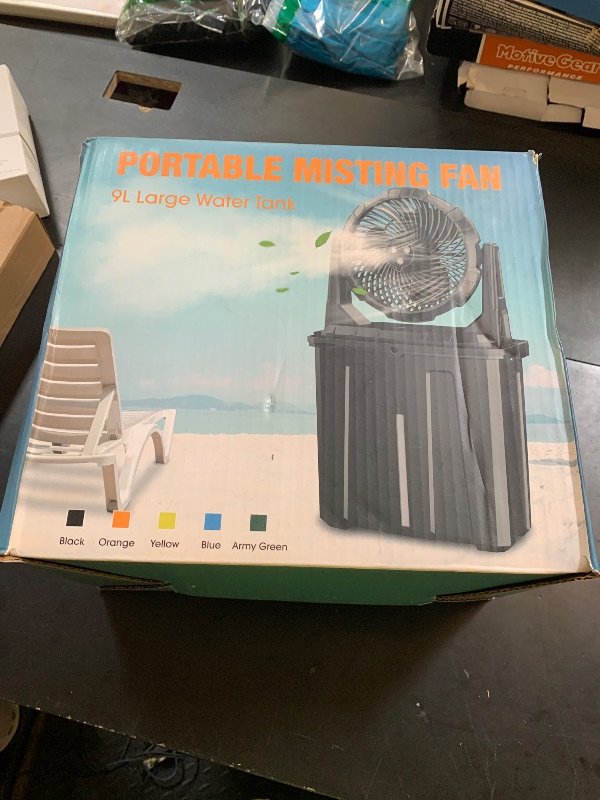 Photo 1 of Ausic Portable Misting Fan - 9L Bucket, 10-inch Outdoor Fans for Patios/Camping/Beach/Golf etc., 20000mAh USB Rechargeable Battery Powered Floor Water Cooling Fan, 3 Strong Winds, 3 Spray Mister