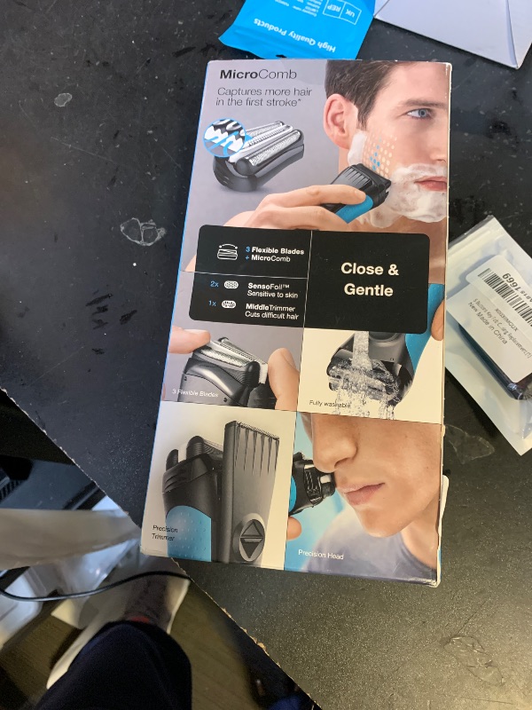 Photo 1 of Braun Electric Series 3 Razor with Precision Trimmer, Rechargeable, Wet & Dry Foil Shaver for Men, Blue/Black, 4 Piece