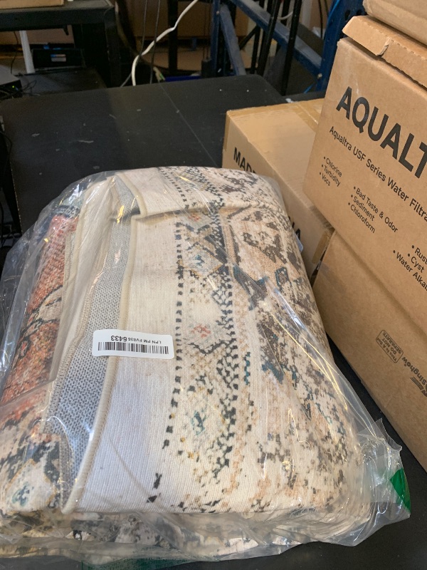 Photo 1 of BESTSWEETIE 8x10 Area Rug Washable Rugs for Living Room, No Pile Boho Carpet for Entryway Bedroom Dinning Room, Vintage Carpet Print Distressed Non-Slip, 8 x 10 ft, Green Brick Rust Red