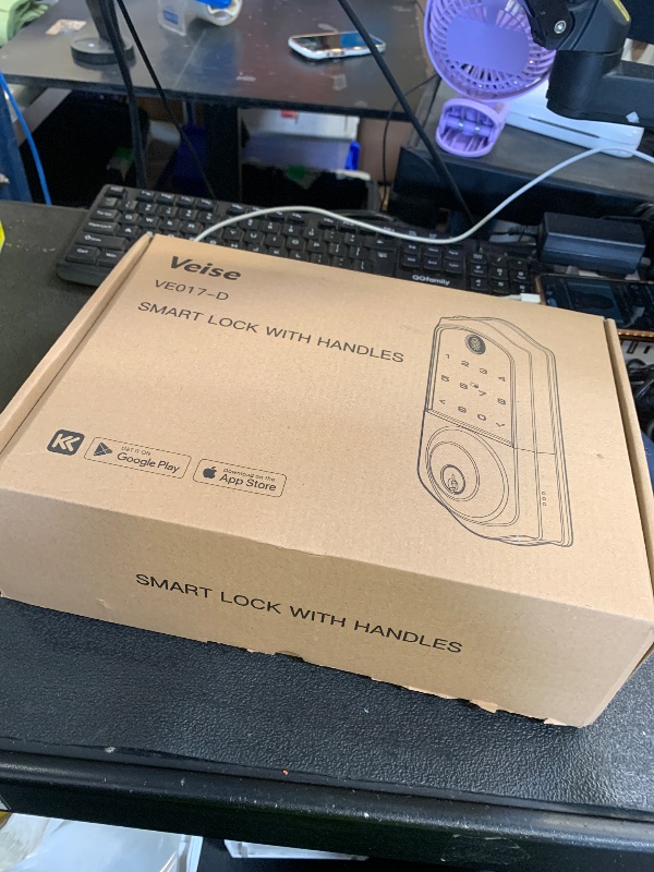 Photo 1 of Veise VE017-D Smart Fingerprint Front Door Lock Set, App Control, 8-in-1 Keyless Entry Deadbolt with Lever Handle, Touchscreen Keypad, IP55 Weatherproof, Auto Lock, Easy Install, Matte Black