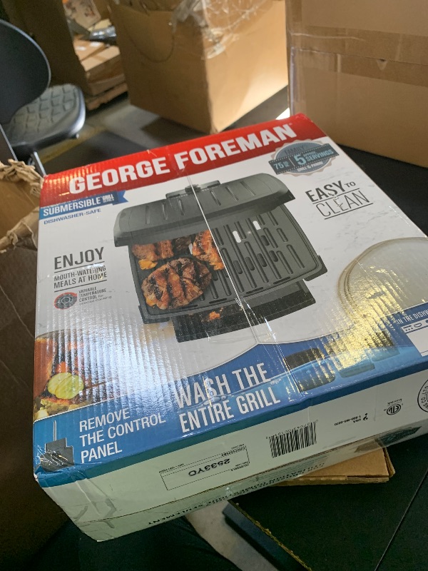 Photo 1 of GEORGE FOREMAN® Contact Submersible™ Grill, 5-Serving Grill - Adjustable Temperature Control, Black Plates, Wash the entire grill