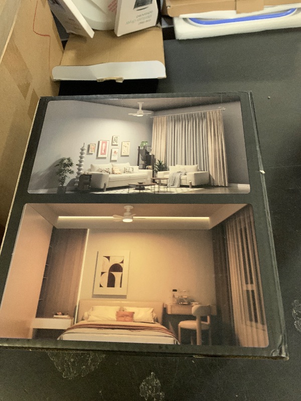 Photo 1 of Ligency Smart Socket Fan Light with Remote, 16 inch Small Socket Ceiling Fan Light with RGBW, E26 Screw in Ceiling Light Bulb Fan, 1800Lm, Work with Alexa & Google Assistant for Garage Bedroom, White