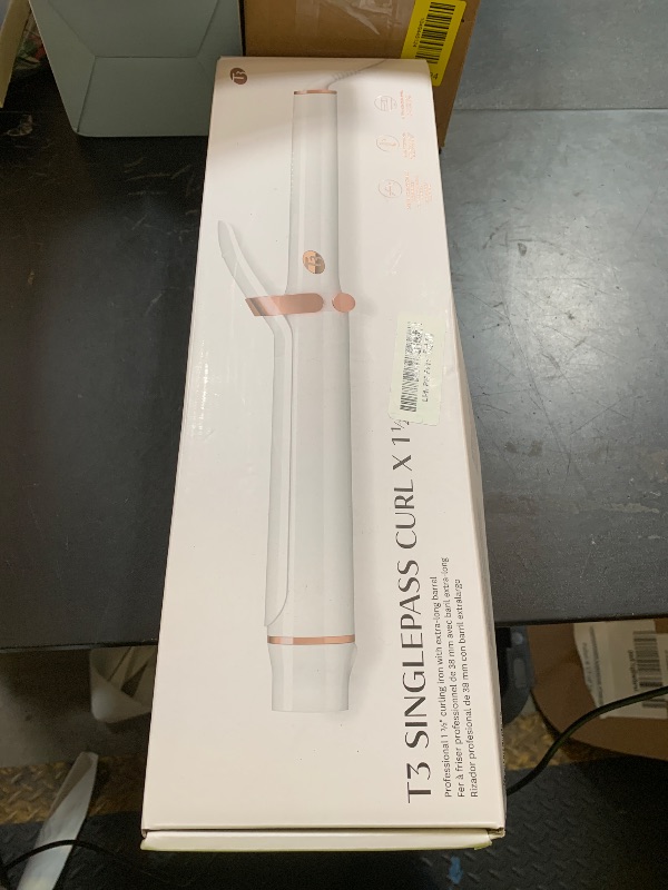 Photo 1 of T3 SinglePass Curl X Extra-Long Barrel Curling Iron with 9 Heat Settings and Ceramic Barrel for Fast Styling and Lasting Results on All Hair Types
