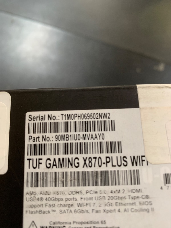 Photo 1 of ASUS TUF Gaming Z790-Plus WiFi LGA 1700(Intel 14th,12th &13th Gen) ATX Gaming Motherboard(PCIe 5.0,DDR5,4xM.2 Slots,16+1 DrMOS,WiFi 6,2.5Gb LAN,Front USB 3.2 Gen 2 Type-C,Thunderbolt 4(USB4),Aura RGB)