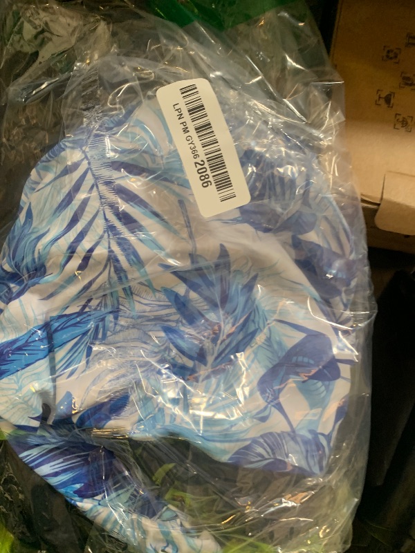 Photo 1 of Daci Women Blue Leaf1 Two Piece Rash Guard Long Sleeve Swimsuits UV UPF 50+ Swim Shirt Bathing Suit with Boyshort Bottom XL