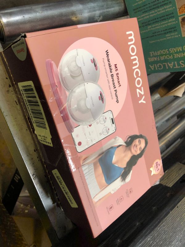 Photo 1 of Momcozy M5 Smart APP Controlled Wearable Breast Pump, Hands-Free Wireless Electric Pump, 3 Modes 9 Suction Levels, BPA-Free, Portable Lightweight, 24mm Flange, 2-Pack Quill Gray