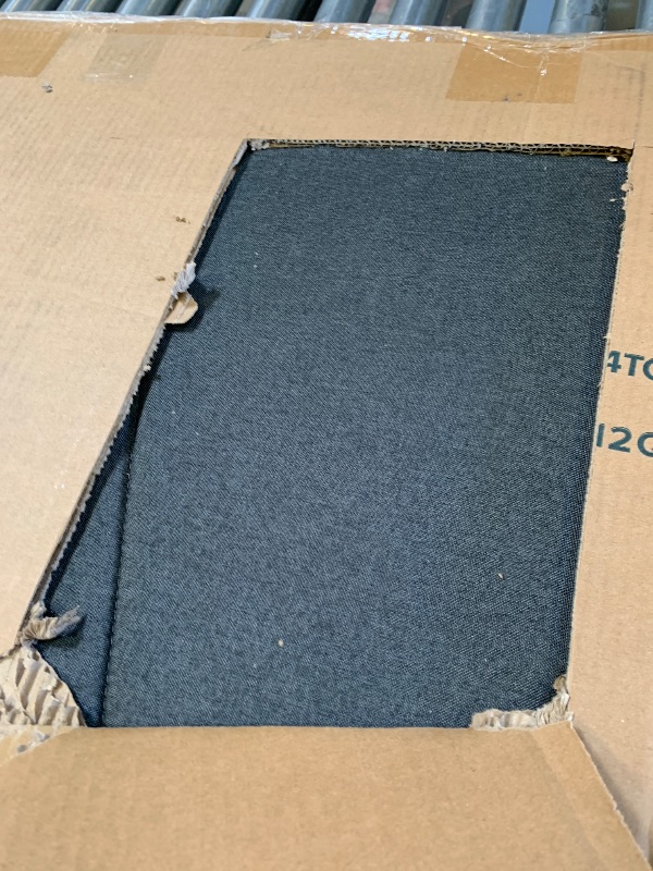 Photo 1 of **********DAMAGED*******
Zinus Queen Maya Upholstered Bed Frame with Asymmetric Headboard, Durable Wooden Slats, Sturdy Framework, Noise Free Sleep, No Box Spring Needed, Easy Assembly, Eco Friendly Packaging, Dark Grey