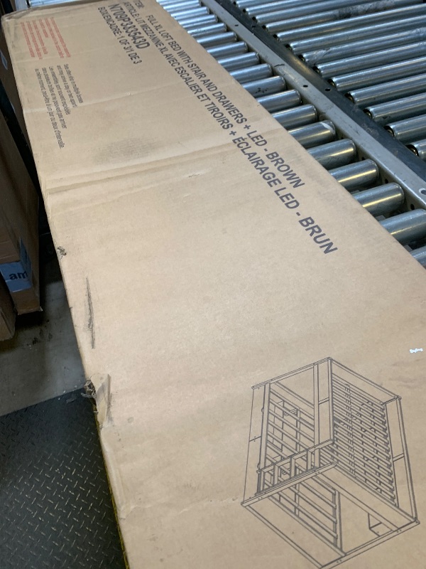 Photo 1 of Absarokee Loft Bed Full Size With U-shaped Desk, 6 Storage Drawers, Power Outlet, Led Metal Loft Bed With 2 Storage Shelves, Bed With Safety Guardrail & Ladders, No Box Spring Needed