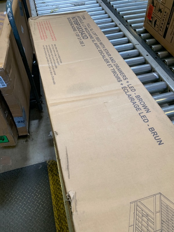 Photo 1 of Absarokee Loft Bed Full Size With U-shaped Desk, 6 Storage Drawers, Power Outlet, Led Metal Loft Bed With 2 Storage Shelves, Bed With Safety Guardrail & Ladders, No Box Spring Needed