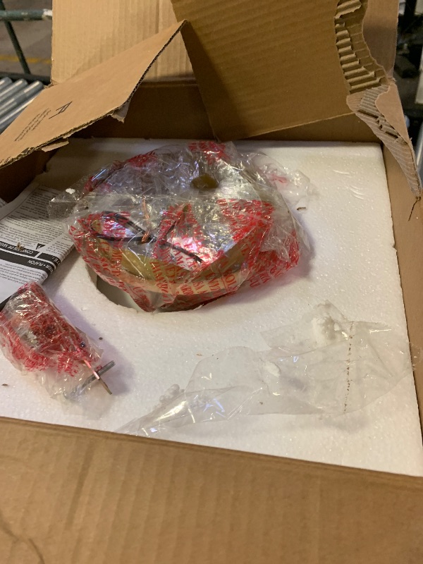 Photo 1 of Globe Electric 65694 Portland 1-Light Semi-Flush Mount Ceiling Lighting, Matte Brass, Opal Glass Shade, Bulb Not Included