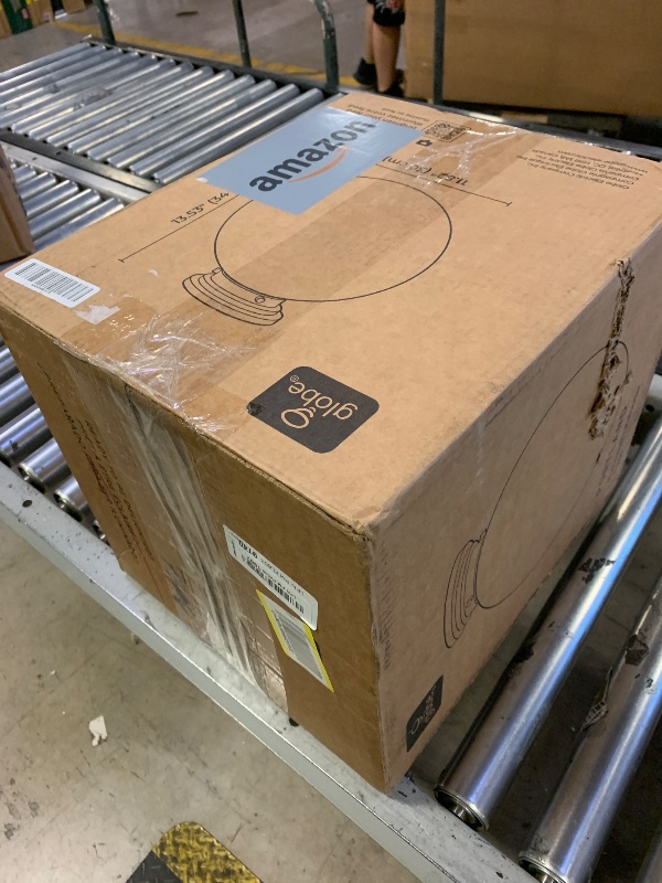 Photo 1 of Globe Electric 65694 Portland 1-Light Semi-Flush Mount Ceiling Lighting, Matte Brass, Opal Glass Shade, Bulb Not Included