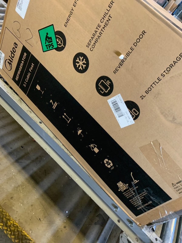 Photo 1 of Midea WHD-113FB1 Double Door Mini Fridge with Freezer for Bedroom Office or Dorm with Adjustable Remove Glass Shelves Compact Refrigerator, 3.1 cu ft, Black