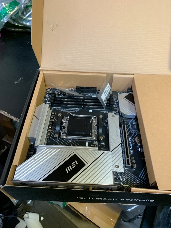 Photo 1 of MSI PRO B650-A WiFi ProSeries Motherboard (AMD Ryzen 9000/8000/7000 Series Processors, AMD AM5, ATX, DDR5, PCIe 4.0, M.2, SATA 6Gb/s, USB 3.2 Gen 2, HDMI/DP, Wi-Fi 6E)