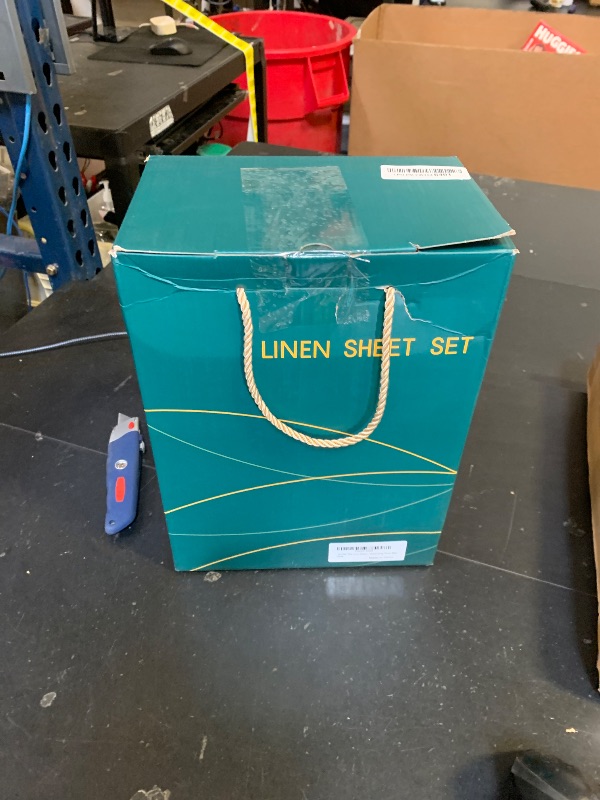 Photo 1 of LBRO2M 100% Linen Sheet Set 16" Deep Pocket King Size,Bed Sheets 4 Piece Sets,Solid Color Natural Flax Bed Sheets Soft Breathable Bedding, All Season (King, Ocean Blue)