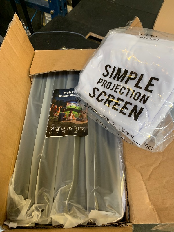 Photo 1 of 120inch Outdoor Projector Screen with Stand: 16:9 4K HD Portable Projector Screen Outdoor Indoor - Front/Rear Movie Screen with Carry Bag, Sandbag - Projection Screen for Backyard, Camping, Theater