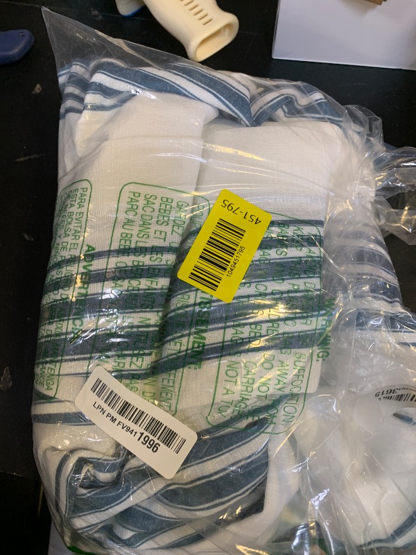 Photo 1 of jinchan Striped Linen Blend Curtains 96 Inches Long for Living Room Blue Stripe Semi Sheer Light Filtering Modern Farmhouse Coastal Drapes for Bedroom Curtain Set 2 Panels