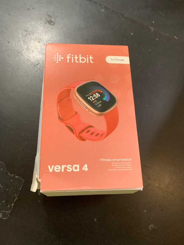 Photo 1 of Fitbit Versa 4 Fitness Smartwatch with Daily Readiness, GPS, 24/7 Heart Rate, 40+ Exercise Modes, Sleep Tracking and more, Pink Sand/Copper Rose, One Size (S & L Bands Included)