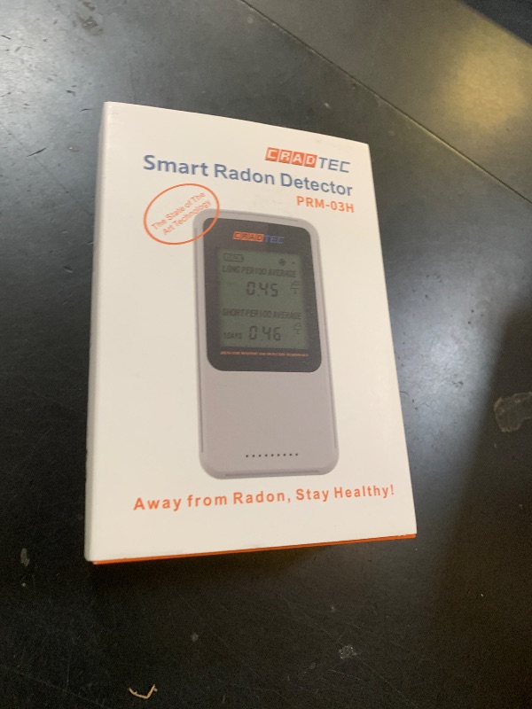 Photo 1 of Cradtec Digital Radon Detector III, White, Radon Monitor, Radon Meter, Tempered Glass, Short Term and Long Term Result, Portable, Easy to Use, 3 AAA Batteries, Switchable Between Bq/M3 and pCi/L