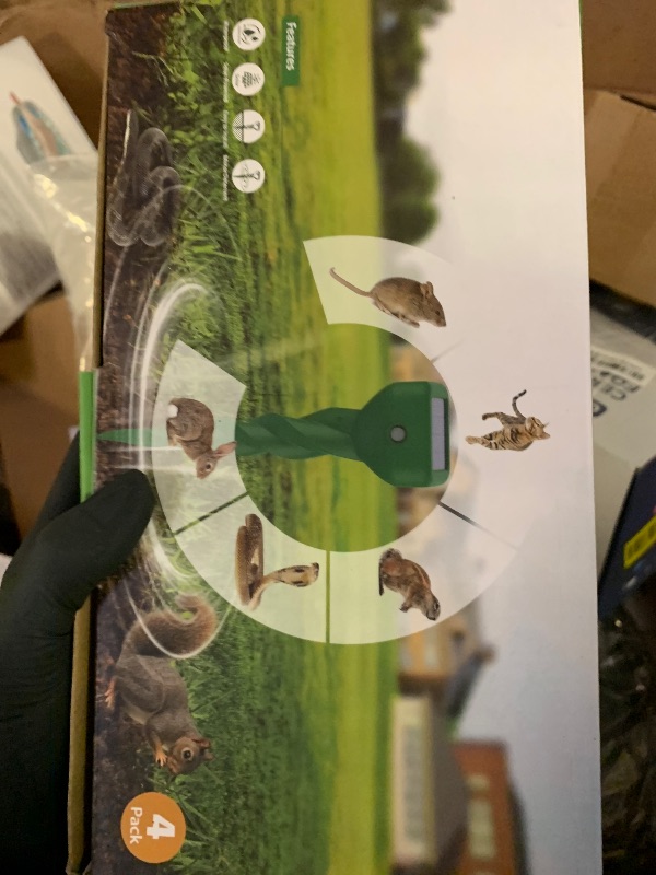 Photo 1 of Mole Repellent Solar Powered, 4 Pack Snake & Skunk Repellent for Yard, IP 65 Waterproof Ultrasonic Deterrent Stakes, Get Rid for Rabbit, Gopher, Vole, Chipmunk, Deer, Groundhog for Lawns Garden