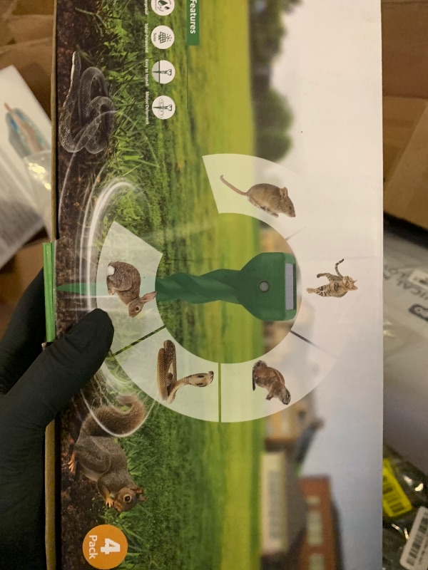 Photo 1 of Mole Repellent Solar Powered, 4 Pack Snake & Skunk Repellent for Yard, IP 65 Waterproof Ultrasonic Deterrent Stakes, Get Rid for Rabbit, Gopher, Vole, Chipmunk, Deer, Groundhog for Lawns Garden