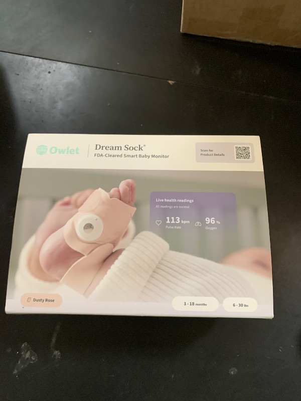 Photo 1 of Owlet Dream Sock® - FDA-Cleared Smart Baby Monitor - Track Live Pulse (Heart) Rate, Oxygen in Infants - Receive Notifications - Dusty rose