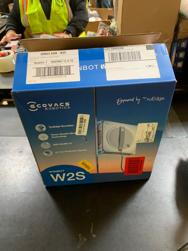 Photo 1 of ECOVACS WINBOT W2S Window Cleaning Robot, Intelligent Edge-to-Edge Cleaning with TruEdge Scrubbers, 3 Water Nozzles, 10-Level Safety System, Win-SLAM 4.0 Route Planning, Even Climbing System