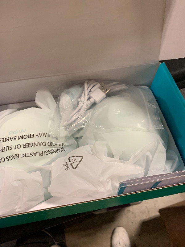 Photo 1 of **USED, INCOMPLETE** Paruu P20 Hands-Free Wearable Electric Breast Pump - 4 Modes & 12 Suction Levels, 19/21/24mm Double-Sealed Flanges, Visible Milk Volume & Pumping Time, Lightweight Portable (2 Pack, Light Green)