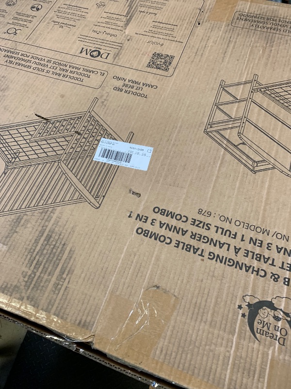 Photo 1 of Dream On Me Anna 3-in-1 Convertible Full-Size Baby Crib & Changer with Storage in White, GreenGuard Gold & JPMA, Pinewood, Converts to Day & Toddler Bed, 3 Mattress Heights, 1? Changing Pad