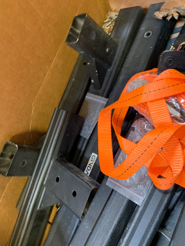 Photo 1 of *USED, DAMAGED** 800 lbs Capacity Aluminum Trailer Ladder Rack,Cargo Box Truck Ladder Rack,Adjustable 6FT to 8.2FT Trailer Roof Ladder Rack with 2 Straps for Universal Enclosed Trailers and Open Trailers