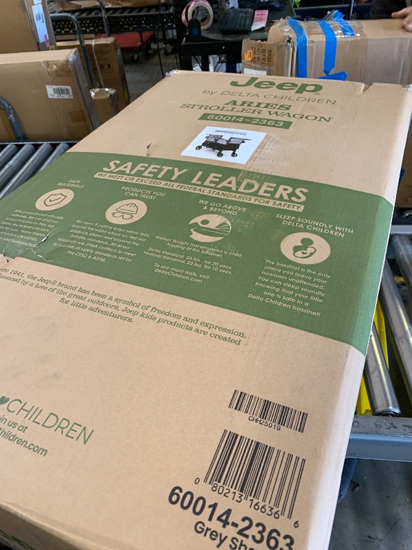 Photo 1 of Delta Children - Jeep Aries Stroller Wagon - Premium Wagon for 2 Kids with Convertible Seats, Adjustable Push/Pull Handles, Removable Canopy & Flat Fold - Greenguard Gold Certified, Grey