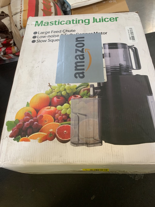 Photo 1 of Cold Press Juicer, 5.5inch Wide Feed Chute Juicer Machine, Slow Masticating Juicer for Whole Vegetables & Fruits, Black