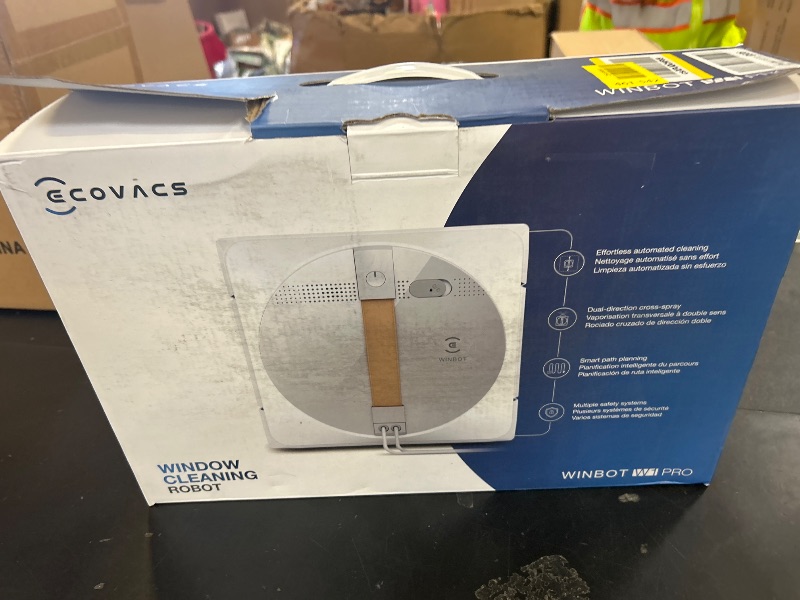Photo 1 of ECOVACS Winbot W1 Pro Window Cleaning Robot, Intelligent Cleaning with Dual Cross Water Spray Technology, Win SLAM 3.0 Path Planning, 2800Pa Suction Power, Edge Detection Technology, App Control,Grey