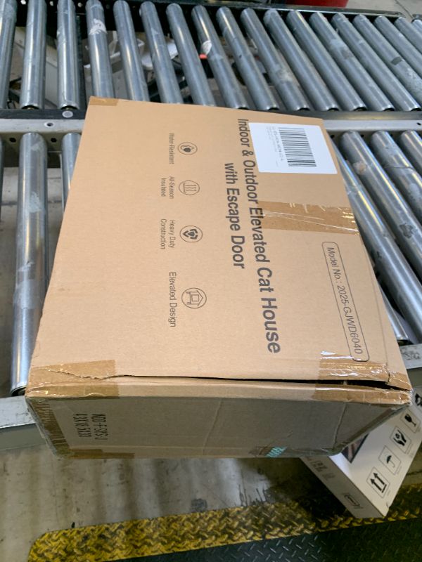 Photo 1 of Heated Cat House for Outside,Extremely Weatherproof&Insulated in Winter,Elevated Outdoor Cat Shelter with Waterproof Eaves&Escape Door for Feral Stray Barn Cats(Leaves,L)