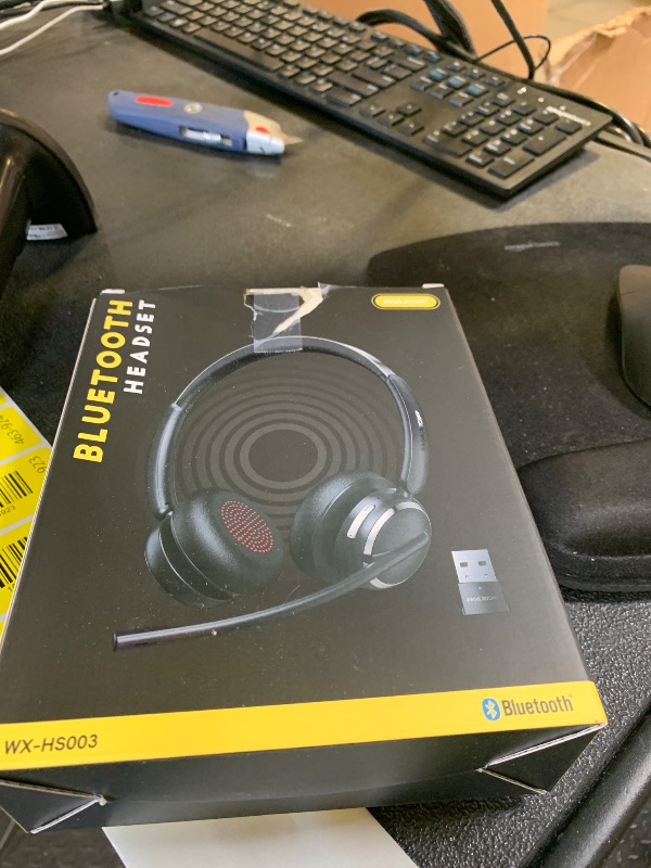 Photo 1 of Wireless Headset with Mic for Work, USB A/C Dongle, Bluetooth 6.0 Headset with AI Noise Cancelling Microphone, Wireless Headphones with Mic Mute & 65H, Wireless Headset for PC/Computer/Laptop/Teams