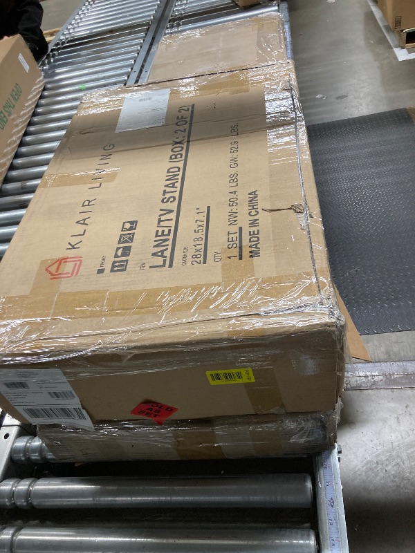 Photo 1 of ***BOX 2 OF 2 ONLY*HALF THE PIECES ARE NOT INCLUDED***Furrnook TV Stand Sliding Barn Door Modern&Farmhouse Wood Entertainment Center, Storage Cabinet Table Living Room with Adjustable Shelves for TVs Up to 65" (Gray, Farmhouse with Open Shelf)***BOX 2 OF 