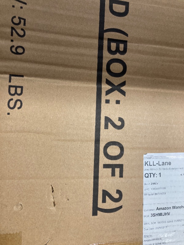 Photo 1 of ***BOX 2 OF 2 ONLY*HALF THE PIECES ARE NOT INCLUDED***Furrnook TV Stand Sliding Barn Door Modern&Farmhouse Wood Entertainment Center, Storage Cabinet Table Living Room with Adjustable Shelves for TVs Up to 65" (Gray, Farmhouse with Open Shelf)***BOX 2 OF 