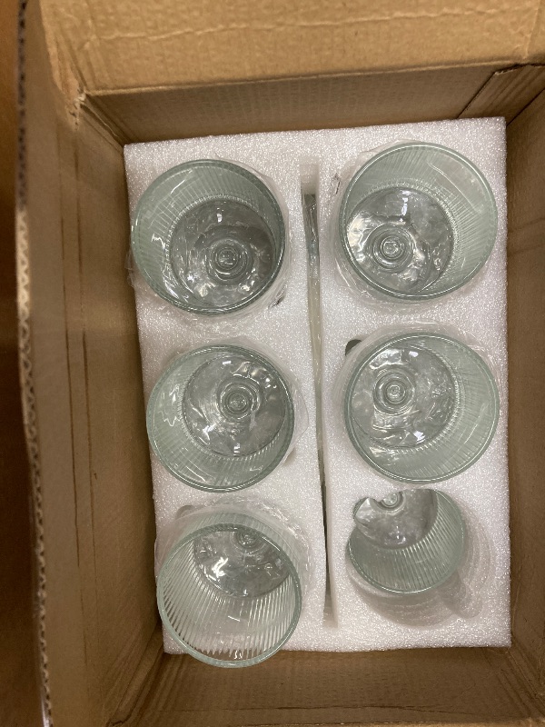 Photo 1 of ***MISSING ONE -SELLING AS INCOMPLETE SET*** Geavo 11Pcs Vintage Ribbed Wine Glasses, 6.8 oz Origami Style Goblet Glasses, Clear Short Stem Water Goblets, Cocktail Glasses Glassware for Iced Tea, Beer, Juice, Whiskey, Party