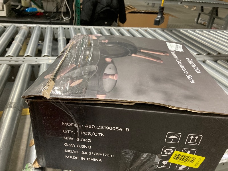 Photo 1 of **used**Astercook Non Stick Pots and Pans Set, Healthy Non-Toxic Titanium Induction Kitchen Cookware Sets for Cooking with Frying Pans, PFAS/PTFE/PFOA & PFOS Free, Black, 19 Pcs