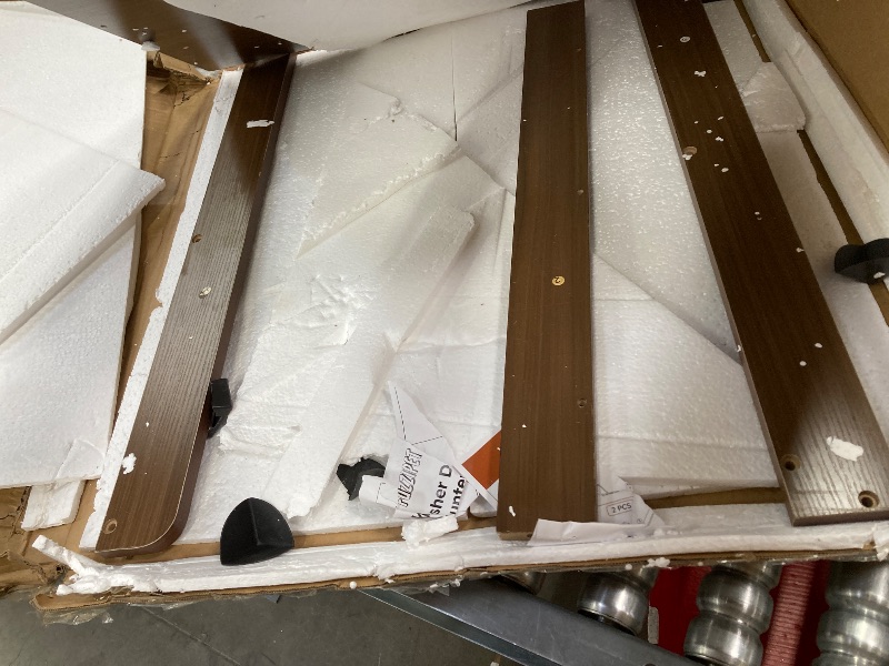 Photo 1 of ***HARDWARE IS MISSING***Washer Dryer Countertop Single, 27.17" L x 27.56" W x 2.76" H Wood LaundryCountertop, Washer and Dryer Topper with Anti-Slip Pads & Edge Rails for Laundry Room Organization and Storage(Dark Wood)***HARDWARE IS MISSING***