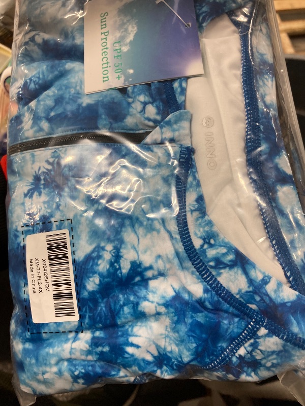 Photo 1 of ++DIFFERENT COLOR+++Inno Women's Plus Size 3 Piece Rash Guard Set with Bra Swimsuits Short Sleeve with Boyshorts UPF 50+ Surfing Swimwear, Black Red with Bra,1X