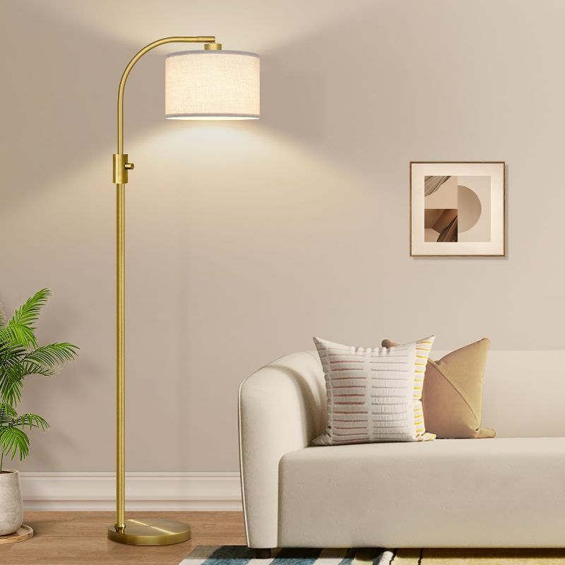 Photo 1 of ?Upgraded? Dimmable Gold Floor Lamp, 1200 Lumens LED Bulb Included, Arc Floor Lamps for Living Room Modern Standing Lamp with Marble Base, Tall Lamp for Living Room Bedroom Office Reading Room Nursery