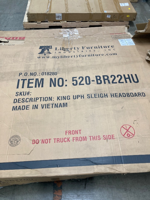 View 4 of *** HEADBOARD ONLY -SELLING AS IS*** 
Liberty Furniture king uph sleigh headboard item # 520-Br22HU  ***(BOX RIPPED/TORN)