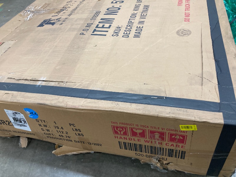View 3 of *** HEADBOARD ONLY -SELLING AS IS*** 
Liberty Furniture king uph sleigh headboard item # 520-Br22HU  ***(BOX RIPPED/TORN)