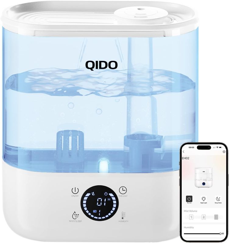 Photo 1 of
QIDO Humidificadores de llenado superior para dormitorio, 5 L de niebla fría 36 horas de tiempo súper largo, silencioso difusor de aceite esencial de 28 dB para bebés y plantas, 3 niebla ajustable con